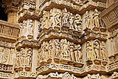 Khajuraho - Vishnu and Shiva appear on the two-banded frieze of Lakshmana Temple